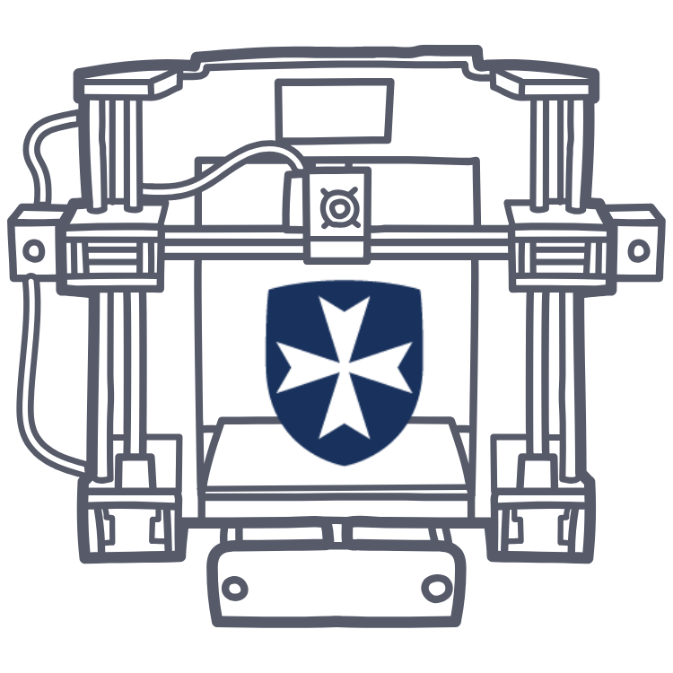 A 3D printer featuring a Maltese shield.