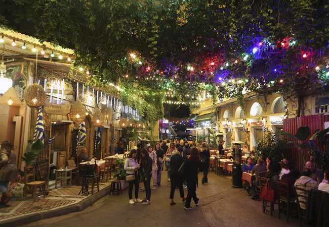 Greek market at night